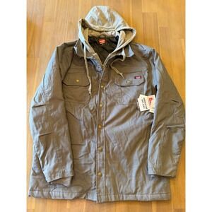 Wrangler Men Workwear Core Shirt Jacket Charcoal Relaxed Fit L/G